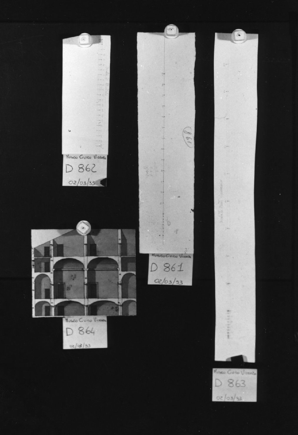 scala di moduli (disegno, frammento) di Calderari Ottone Maria (secc. XVIII/ XIX)