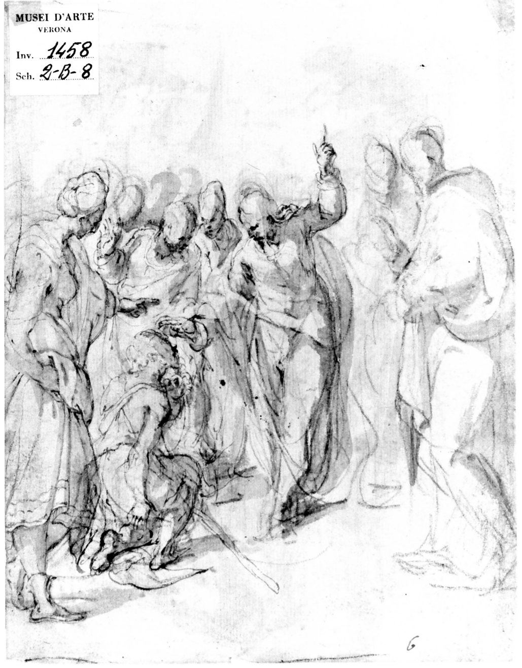 Cristo ridona la vista al cieco nato (disegno) di Urbino Carlo (metà sec. XVI)
