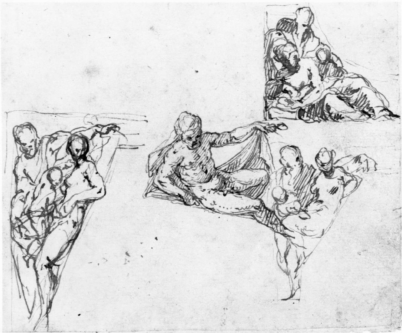 Adamo, Eva e Caino (disegno preparatorio) di Urbino Carlo (sec. XVI)