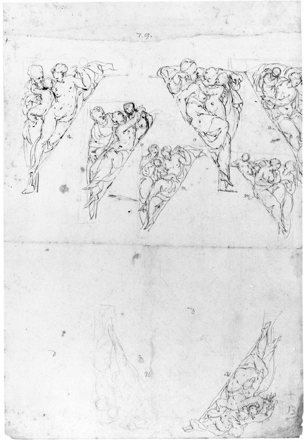 Adamo, Eva e Caino (disegno preparatorio) di Urbino Carlo (sec. XVI)
