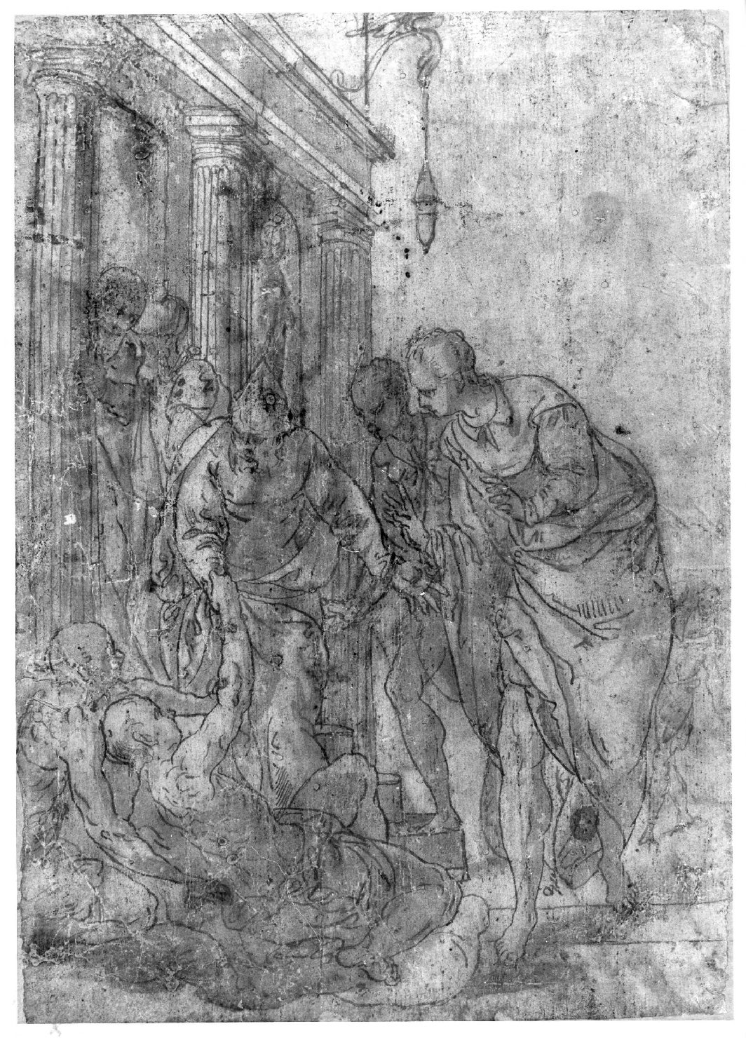 San Pietro guarisce un paralitico (disegno) di Malombra Pietro (seconda metà sec. XVI)
