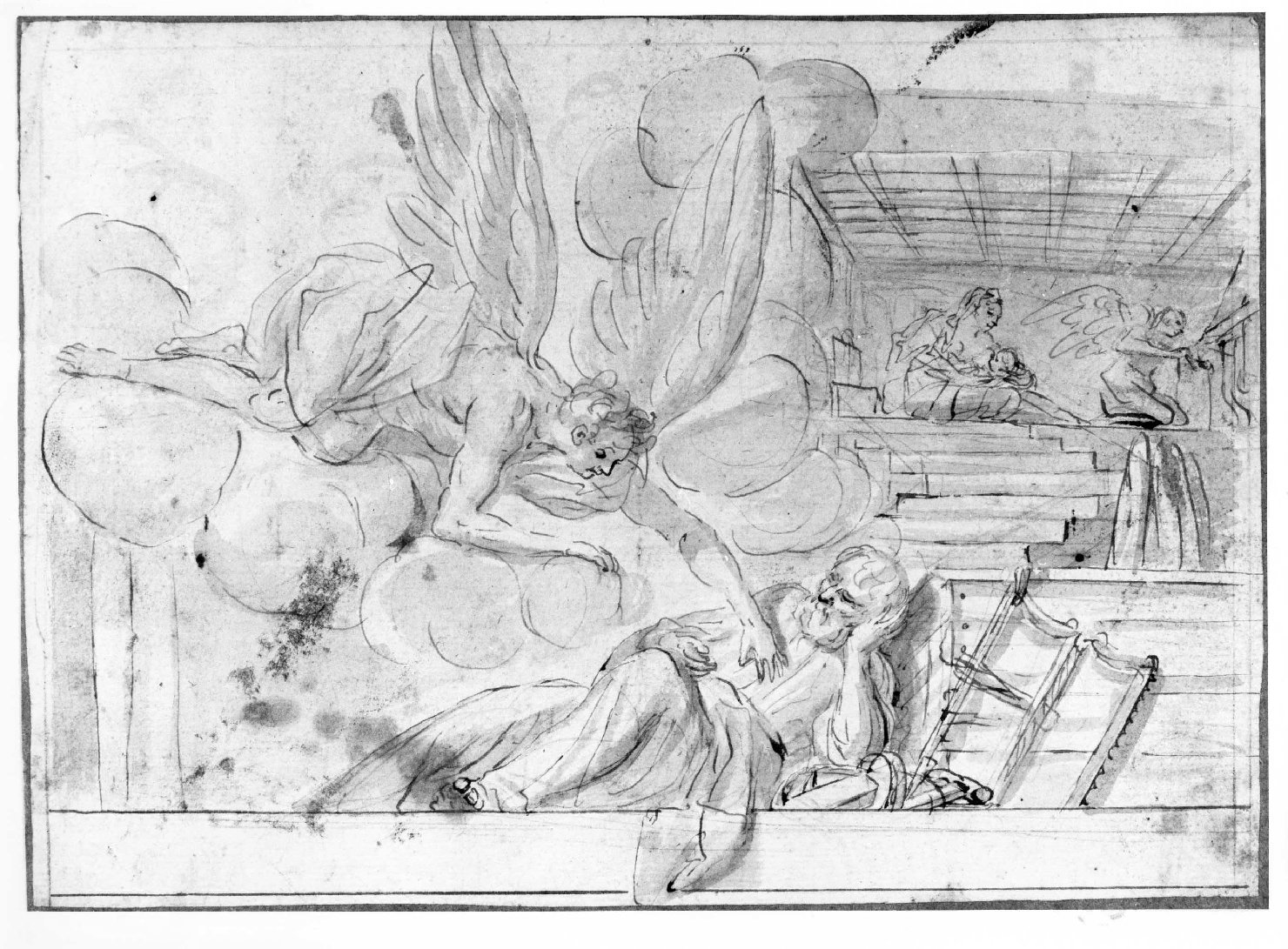 sogno di San Giuseppe (disegno) di Cappelletti Felice (sec. XVIII)