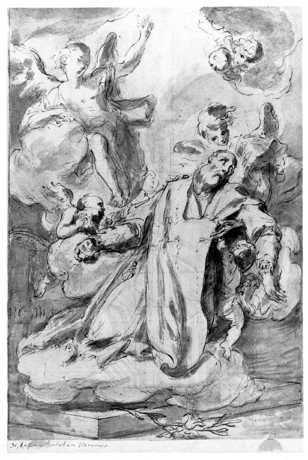 estasi di San Filippo Neri (disegno) di Balestra Antonio (sec. XVIII)