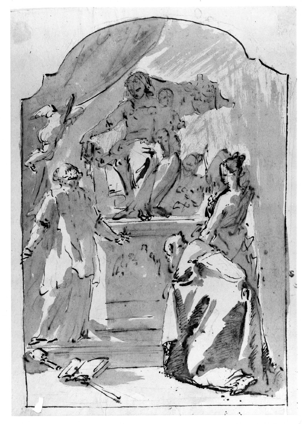 Madonna con Bambino in trono tra santi (disegno) di Lorenzi Francesco (seconda metà sec. XVIII)