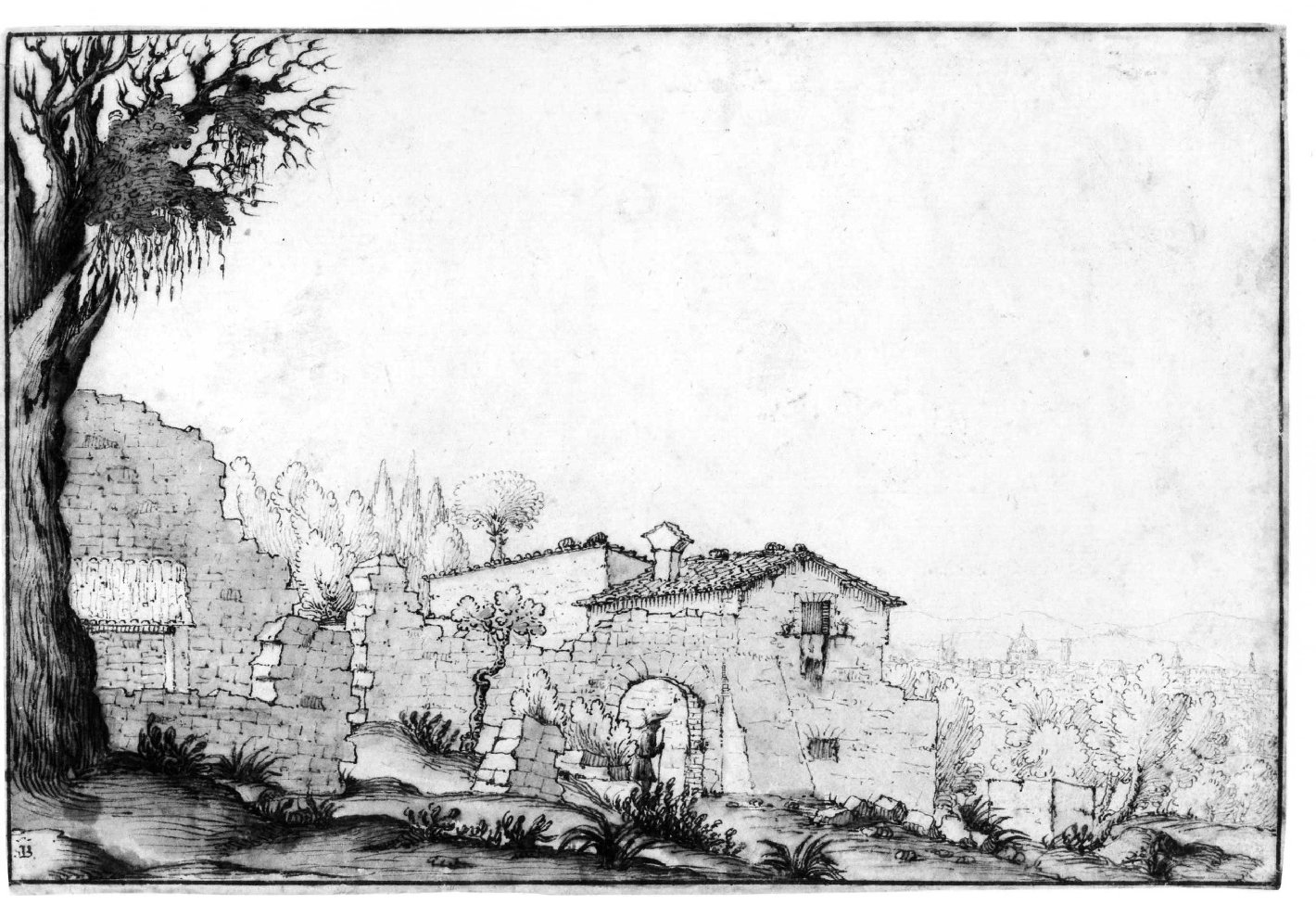 paesaggio rurale (disegno) di Bazzicaluva Ercole (sec. XVII)