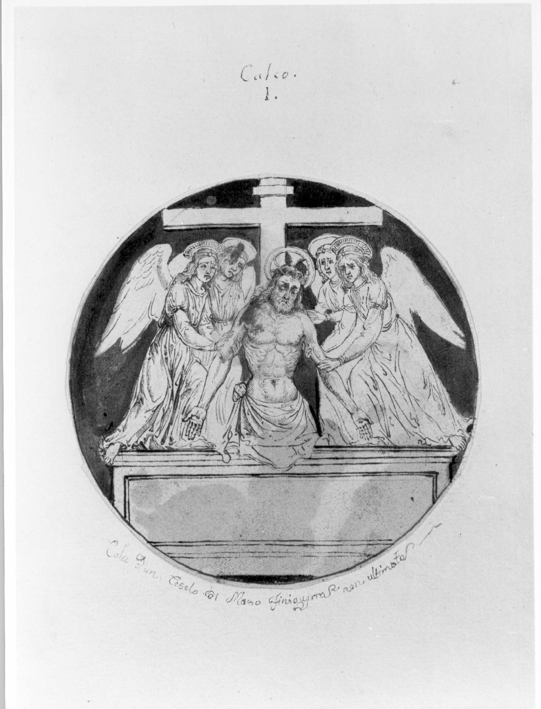 Cristo in pietà sorretto da angeli (disegno) di Nanin Pietro (metà sec. XIX)