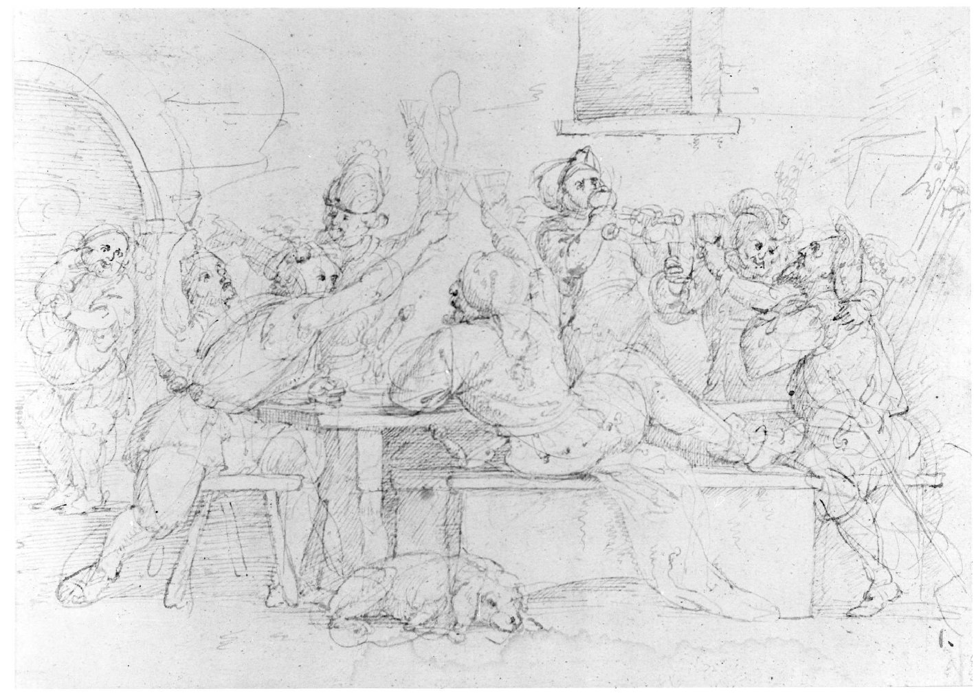 interno di osteria con figure (disegno) di Nanin Pietro (metà sec. XIX)
