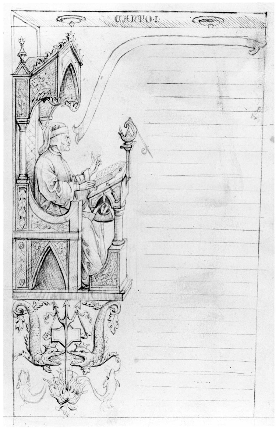 Dante seduto allo scrittoio (disegno) di Nanin Pietro (metà sec. XIX)