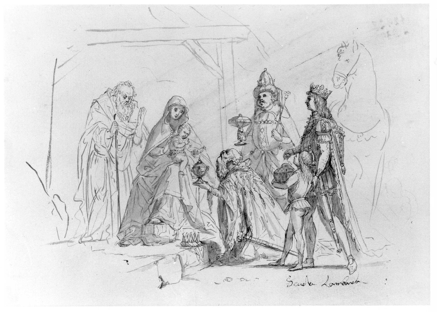 adorazione dei Re Magi (disegno) di Nanin Pietro (metà sec. XIX)