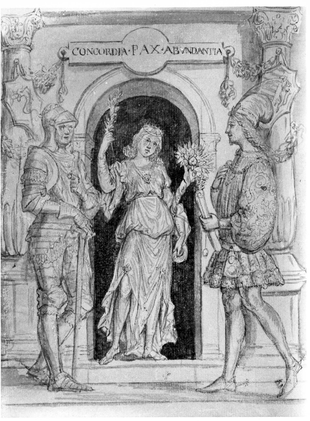 Pace, Abbondanza e Concordia (disegno) di Nanin Pietro (metà sec. XIX)