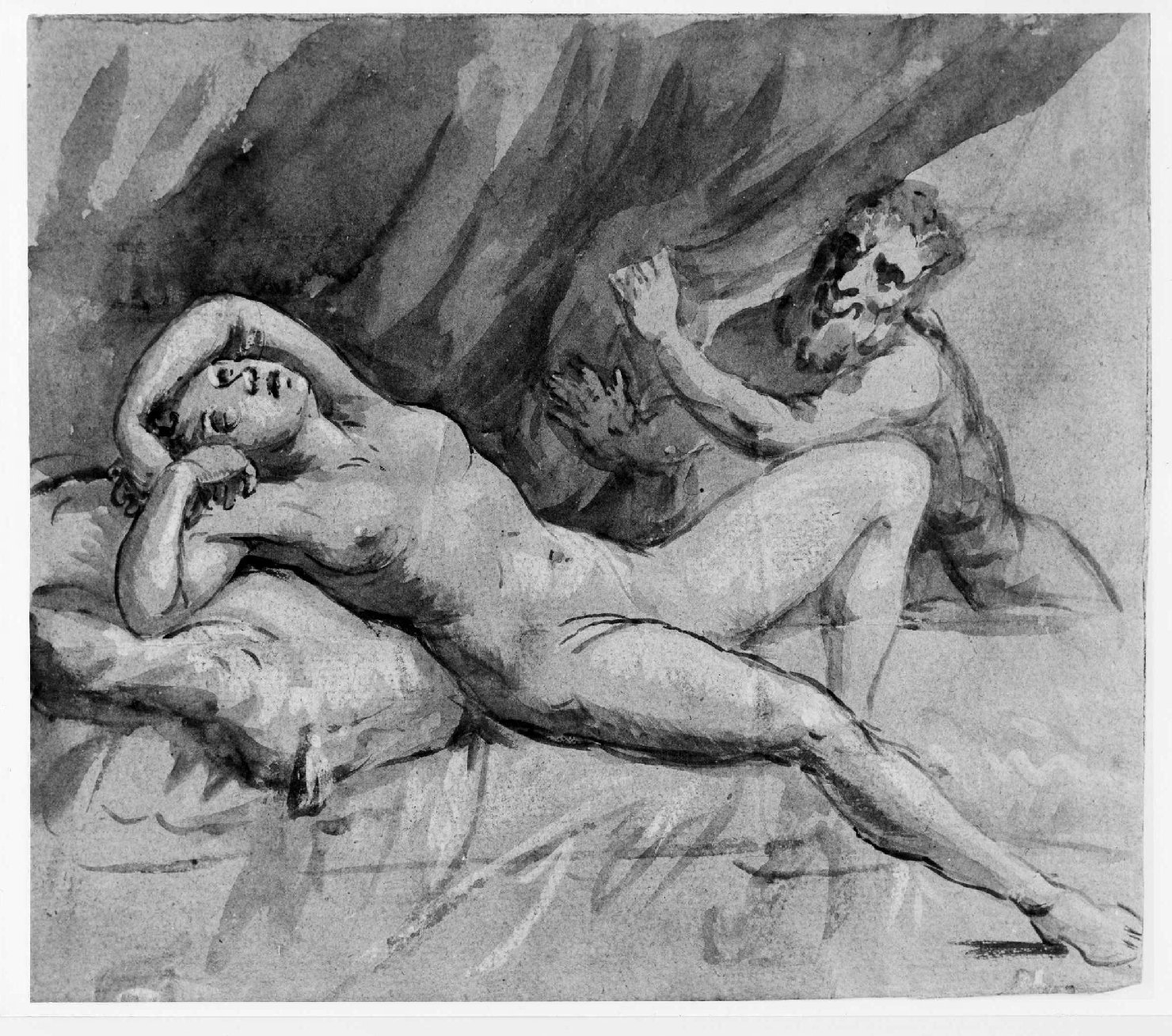 Giove e Antiope (disegno) di Marcola Marco (sec. XVIII)