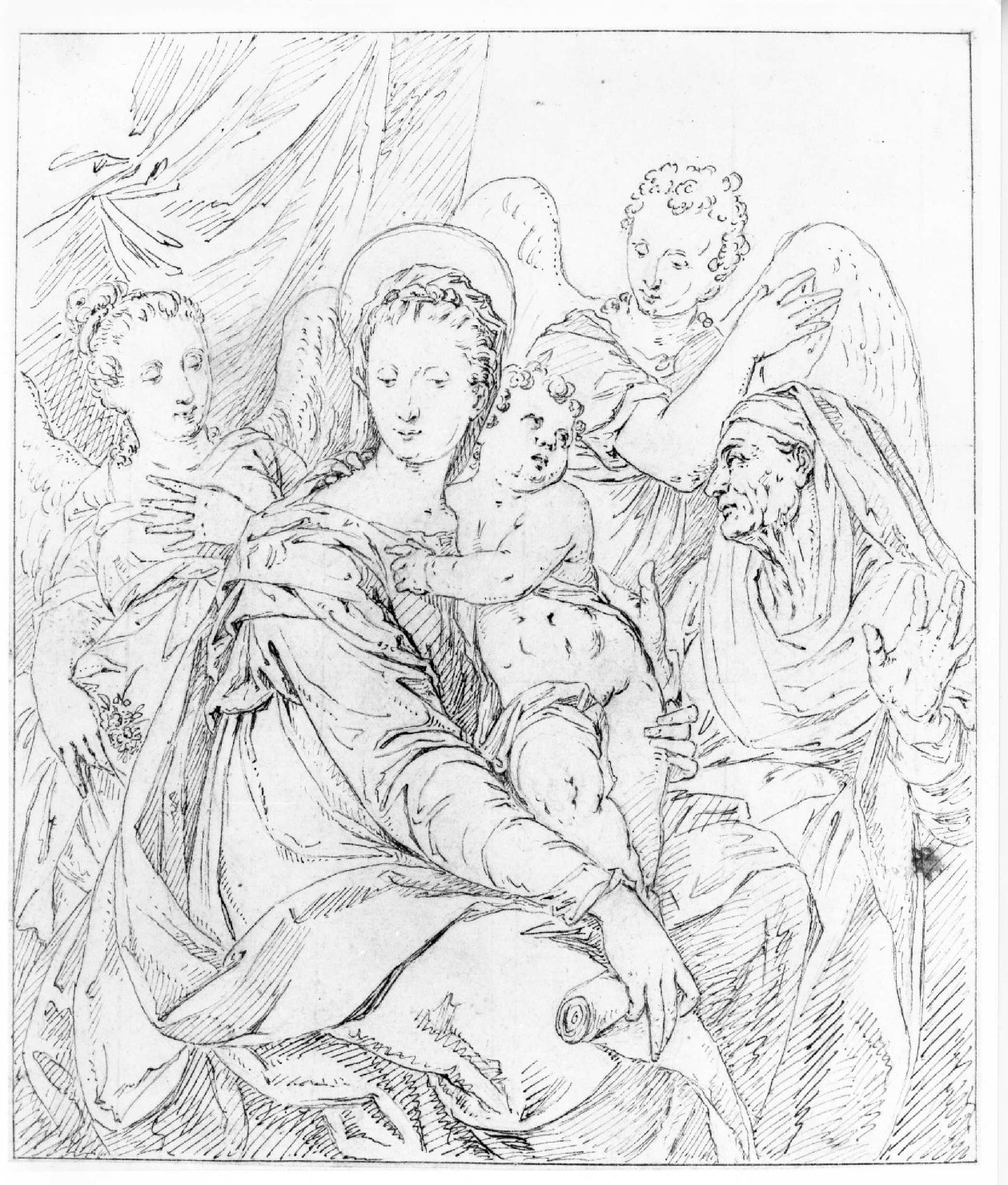 Madonna con Bambino e Sant'Anna (disegno) di Dalla Rosa Domenico (primo quarto sec. XIX)
