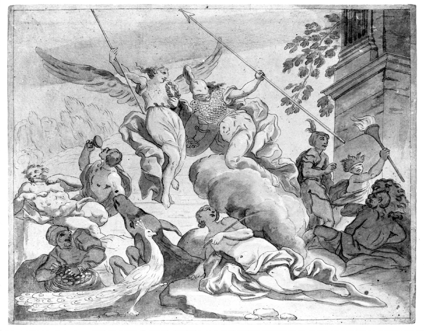 Virtutis Sapientia comes, scena mitologica (disegno) di Dorigny Ludovico (sec. XVIII)