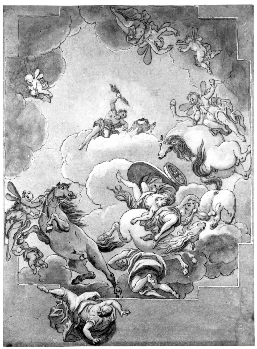 Giove colpisce Fetonte con un fulmine (disegno) di Dorigny Ludovico (sec. XVIII)