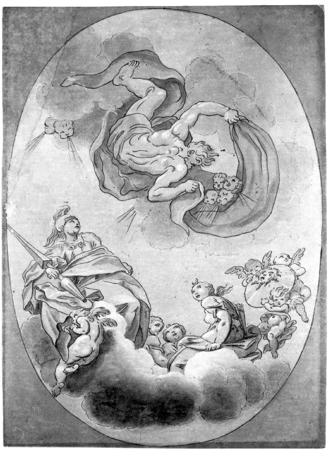Eolo, Diana e Minerva (disegno, serie) di Dorigny Ludovico (sec. XVIII)