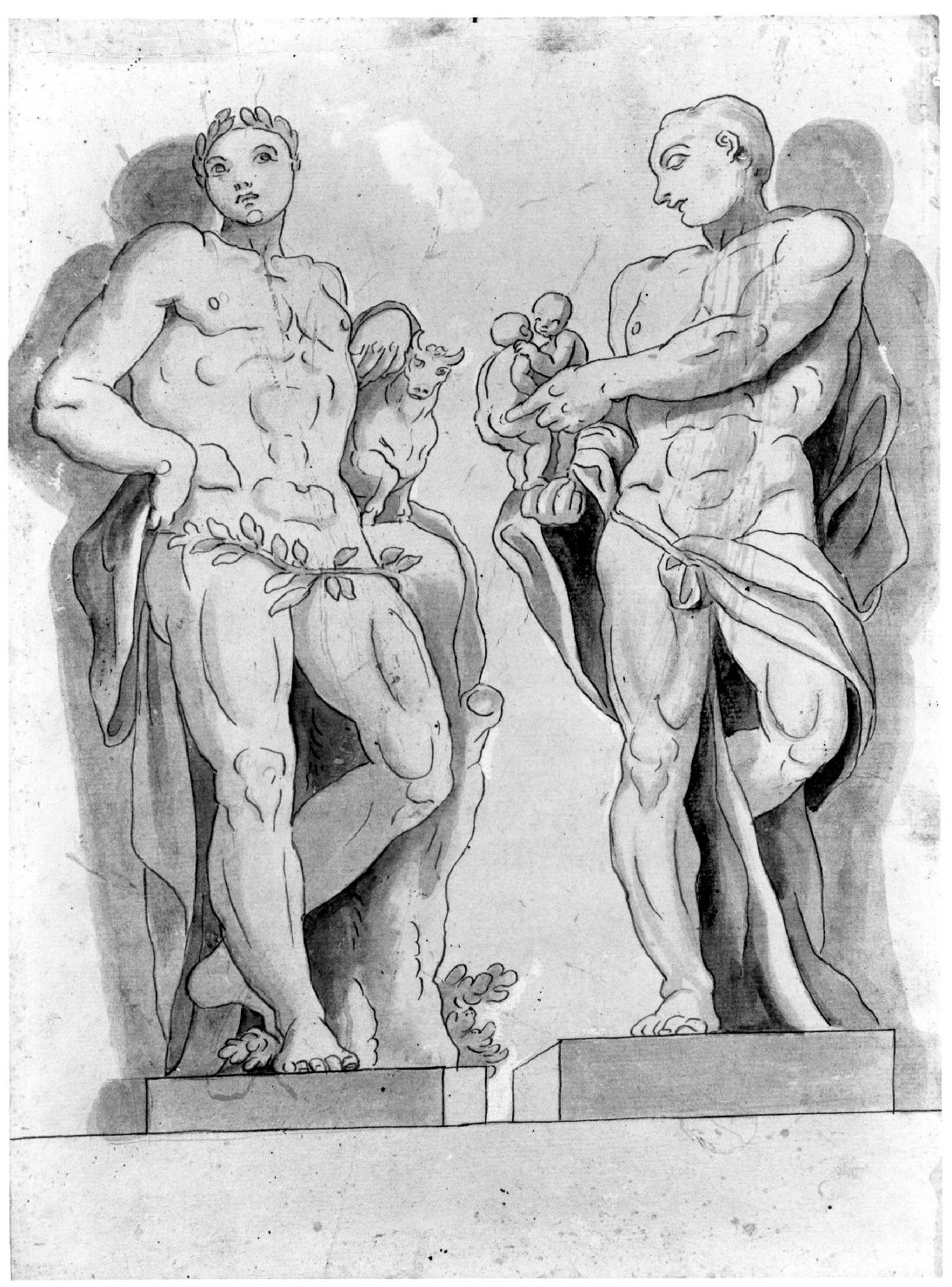 figure allegoriche maschili (disegno, serie) di Dorigny Ludovico (sec. XVIII)