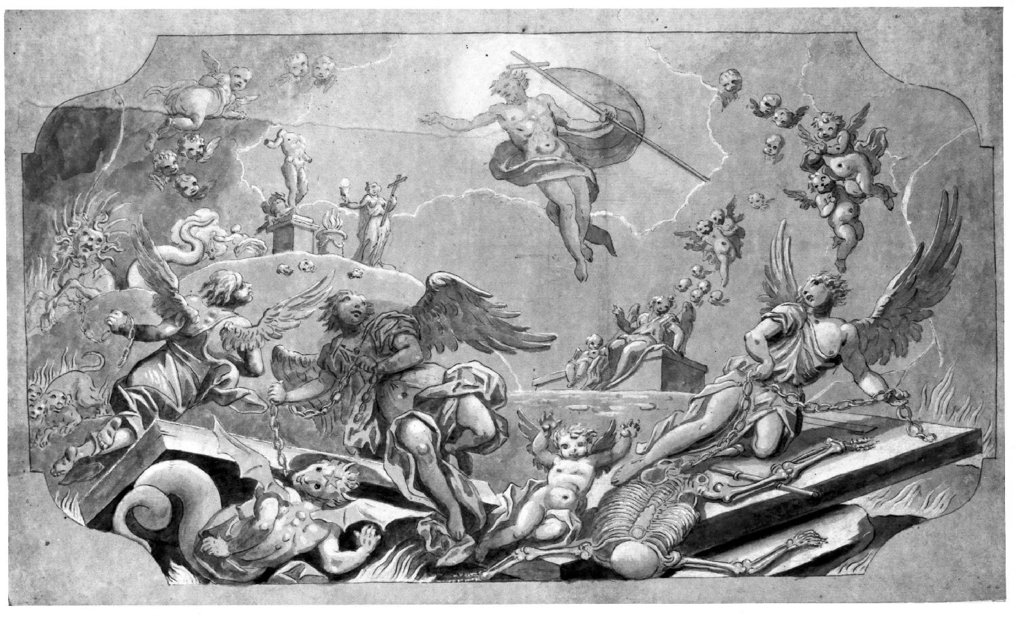 discesa di Cristo al limbo (disegno) di Dorigny Ludovico (sec. XVIII)