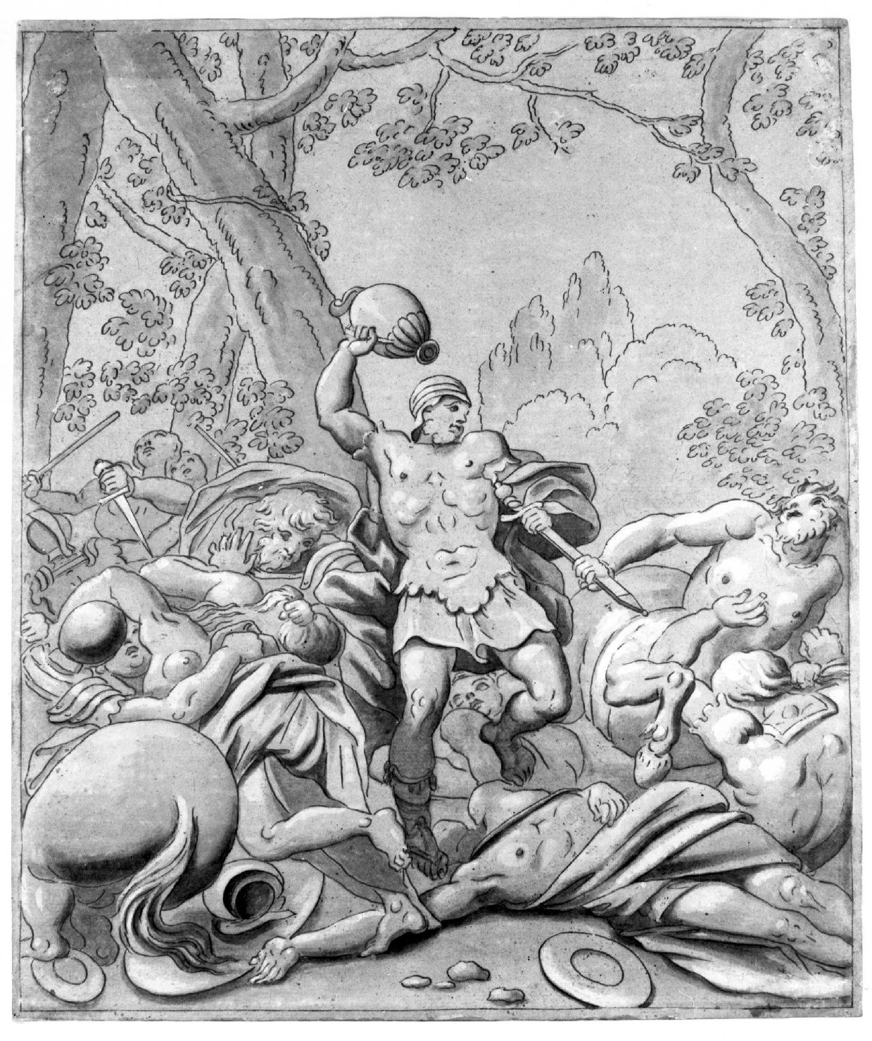 lotta tra Lapiti e centauri (disegno, serie) di Dorigny Ludovico (sec. XVIII)