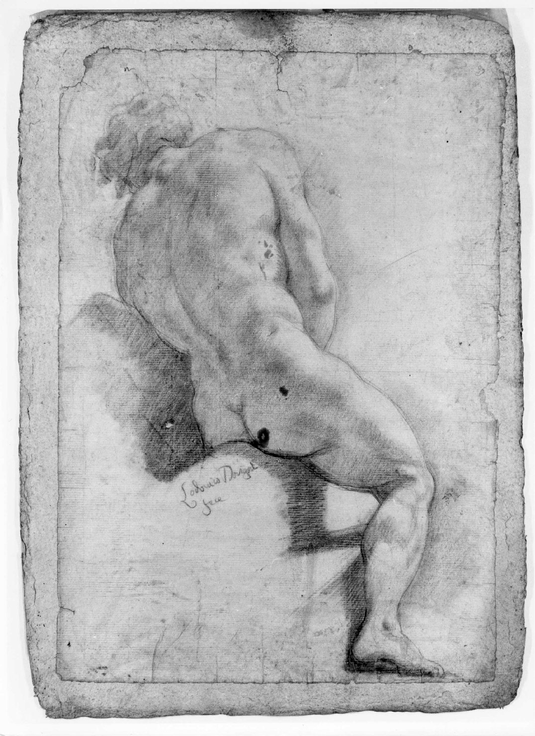figura maschile nuda (disegno) di Dorigny Ludovico (prima metà sec. XVIII)