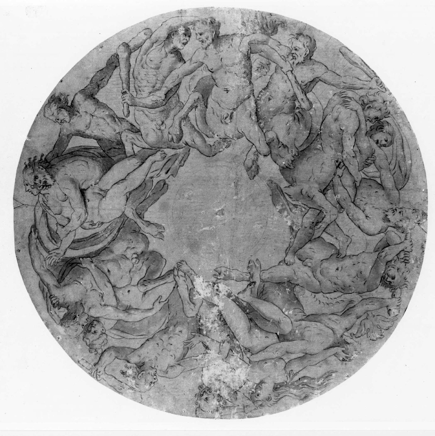 lotta tra centauri e divinità fluviali (disegno) di Bassetti Marcantonio (sec. XVII)