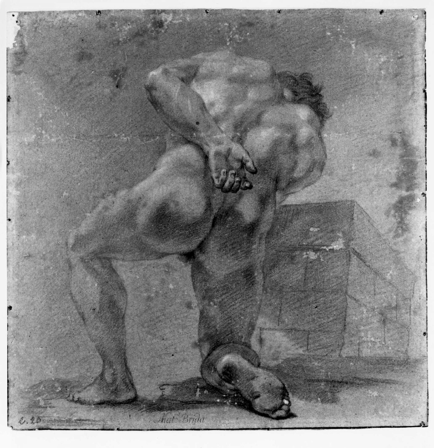 figura maschile nuda (disegno) di Brida Matteo (secondo quarto sec. XVIII)