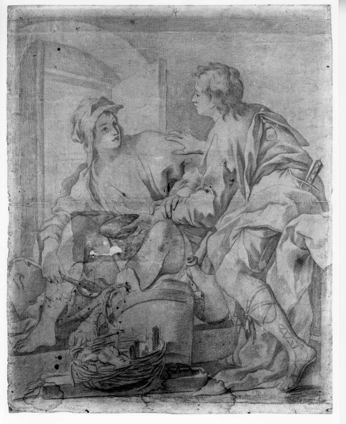 incontro di Esaù e Giacobbe (disegno) di Brentana Simone (sec. XVIII)