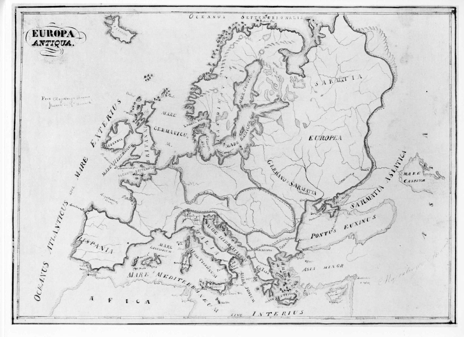 carta dell'Europa (disegno) di Massalongo Abramo (seconda metà sec. XIX)