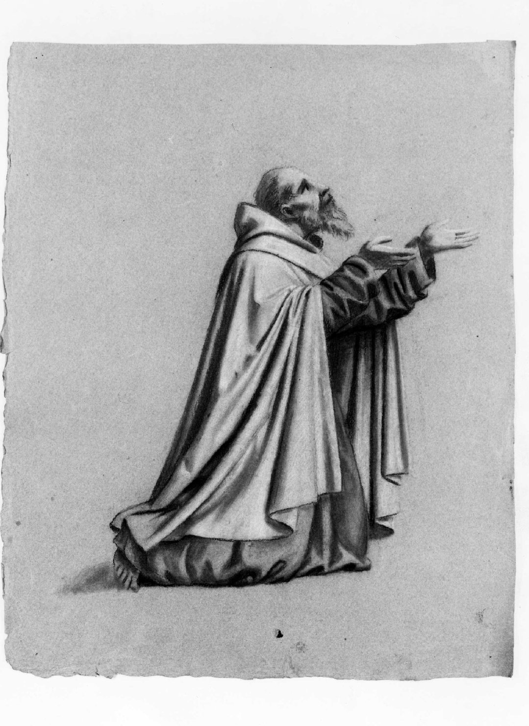 Santo in ginocchio (disegno) di Recchia Angelo (metà sec. XIX)