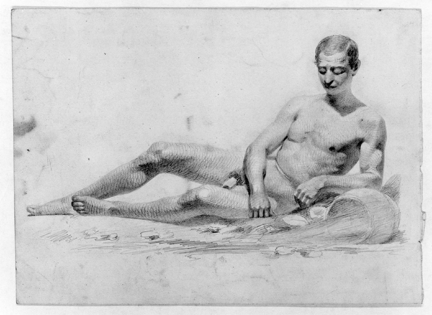 figura allegorica maschile (disegno) di Recchia Angelo (metà sec. XIX)