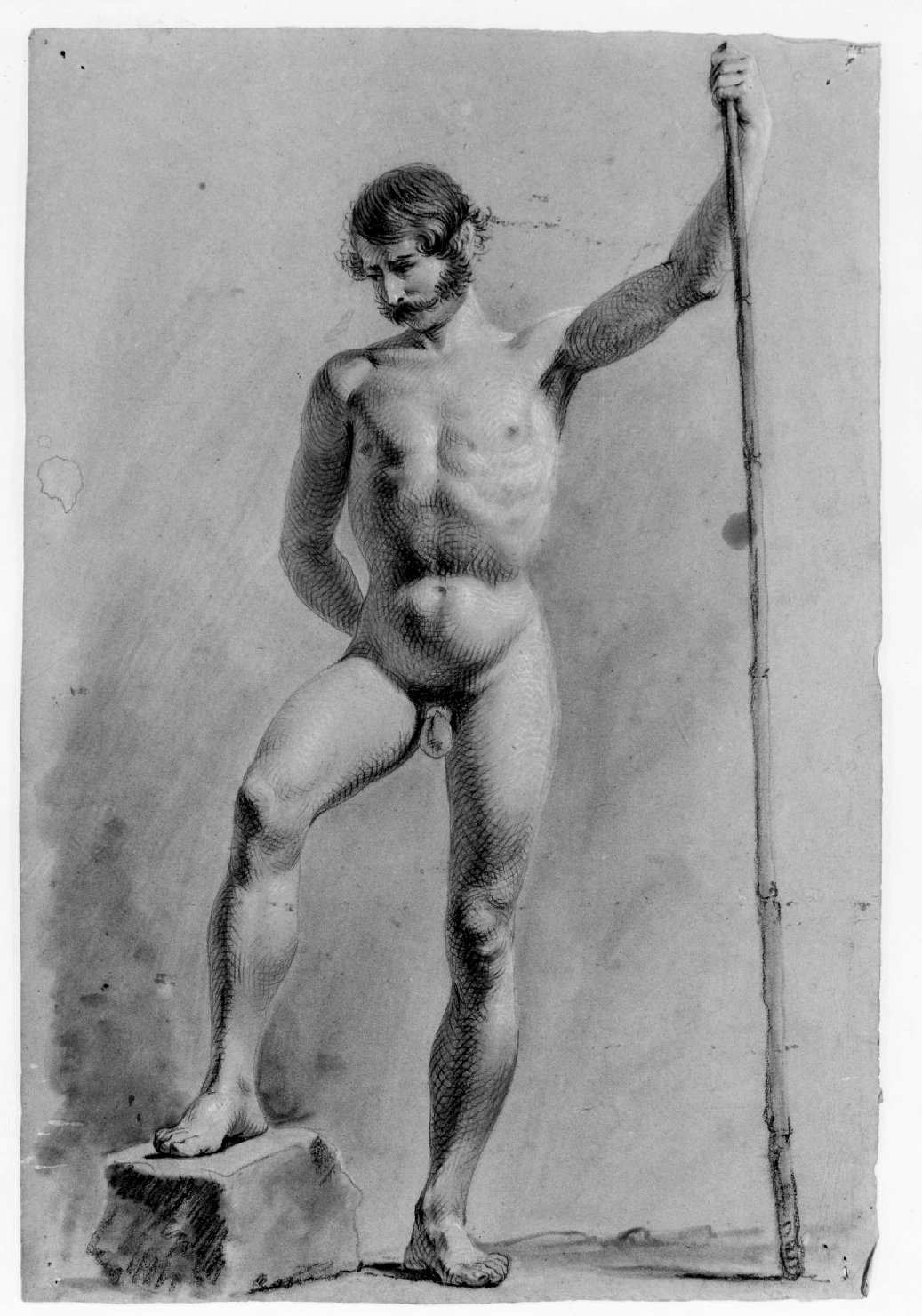 figura maschile nuda (disegno) di Recchia Angelo (metà sec. XIX)