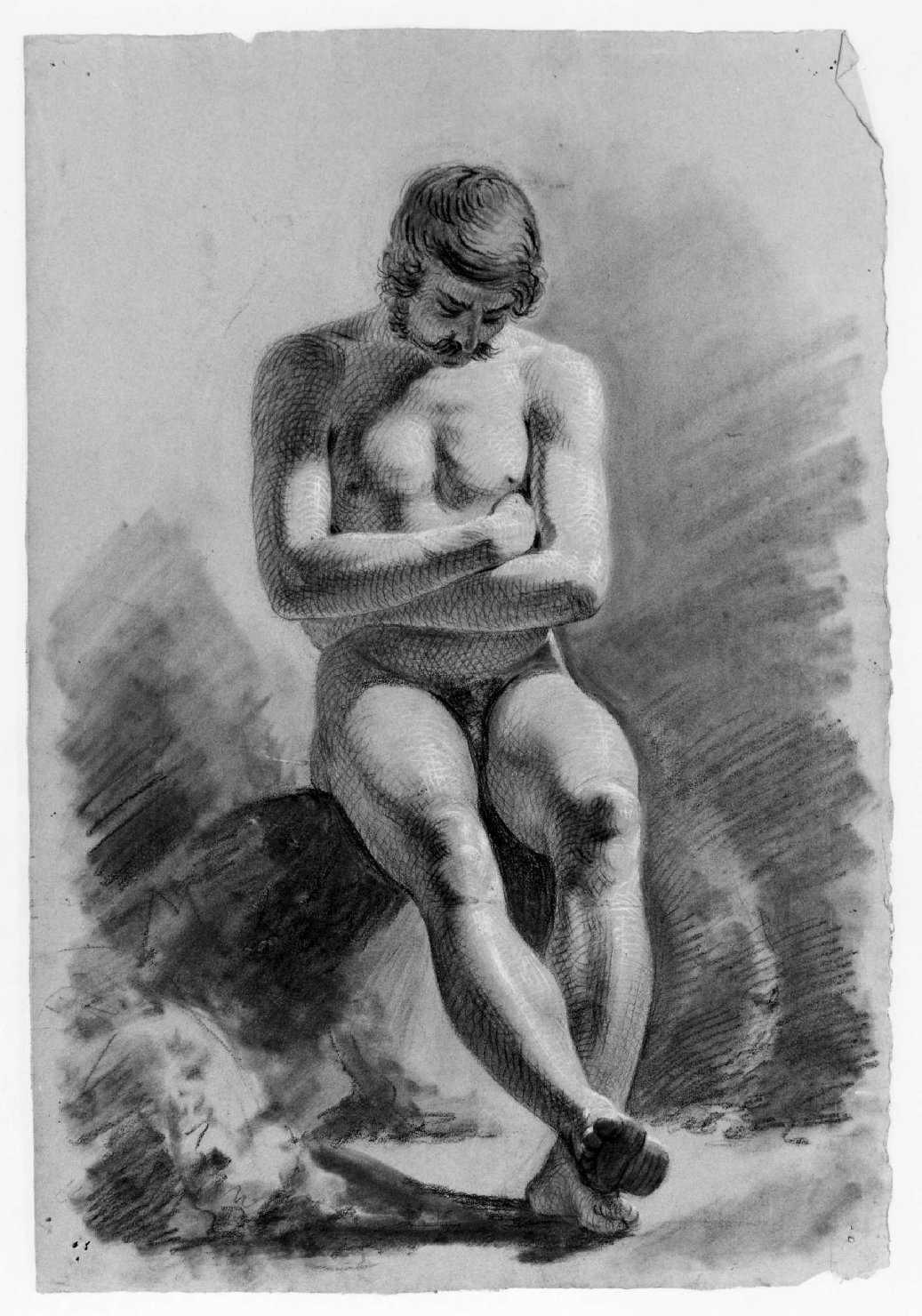 figura maschile nuda (disegno) di Recchia Angelo (metà sec. XIX)