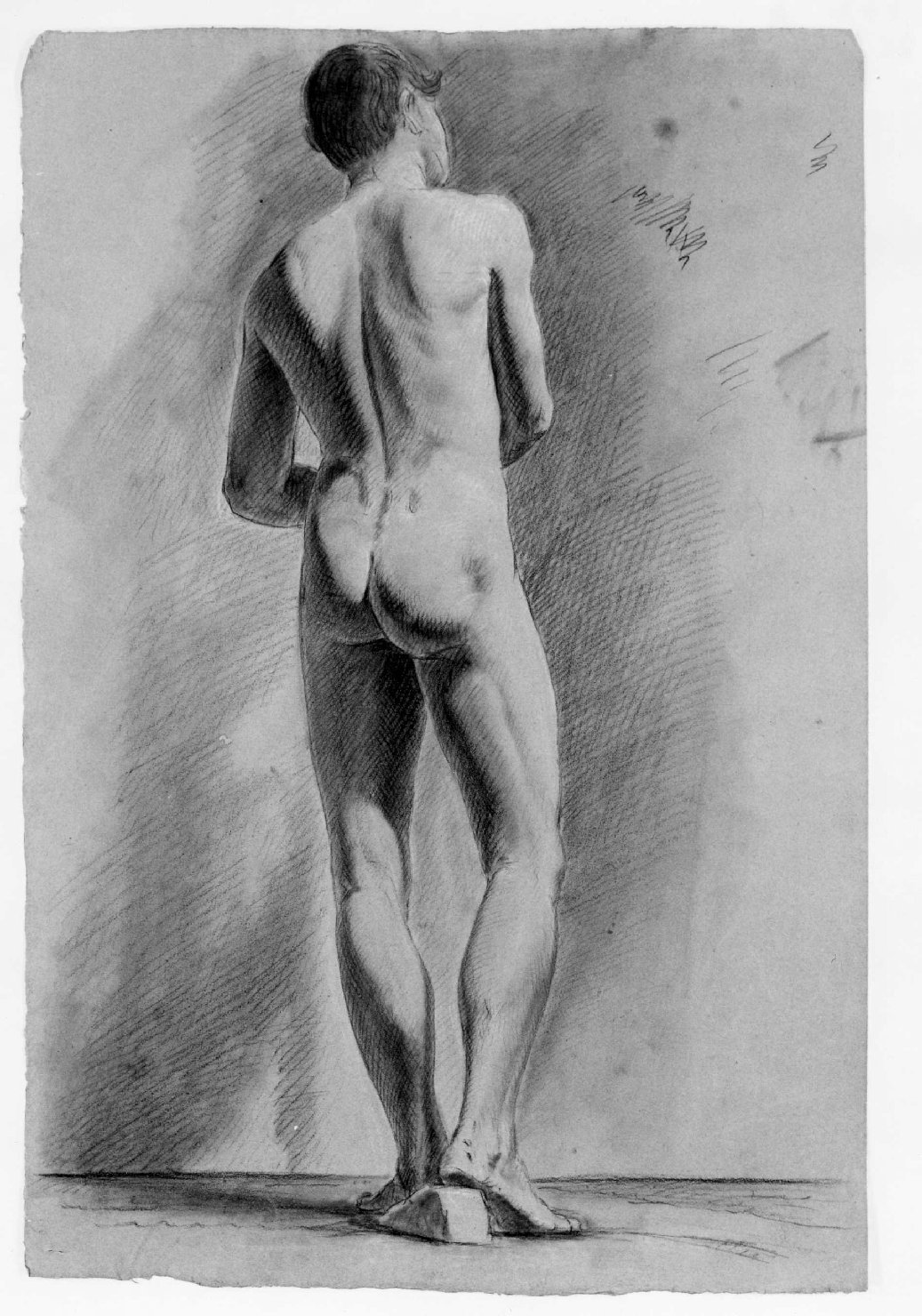figura maschile nuda (disegno) di Recchia Angelo (attribuito) (metà sec. XIX)