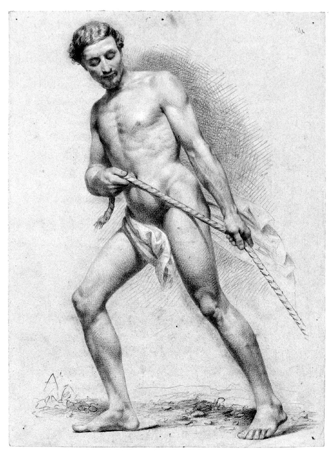 figura maschile nuda (disegno) di Recchia Angelo (metà sec. XIX)