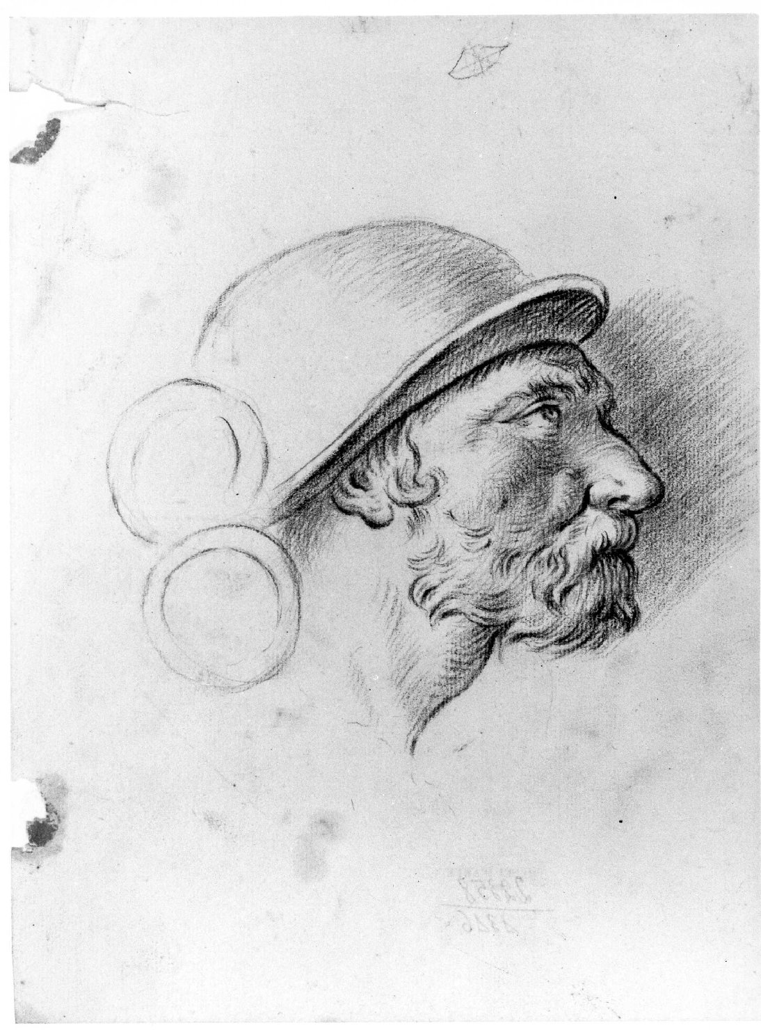 testa d'uomo (disegno) di Cartolari Fabrizio (attribuito) (seconda metà sec. XVIII)