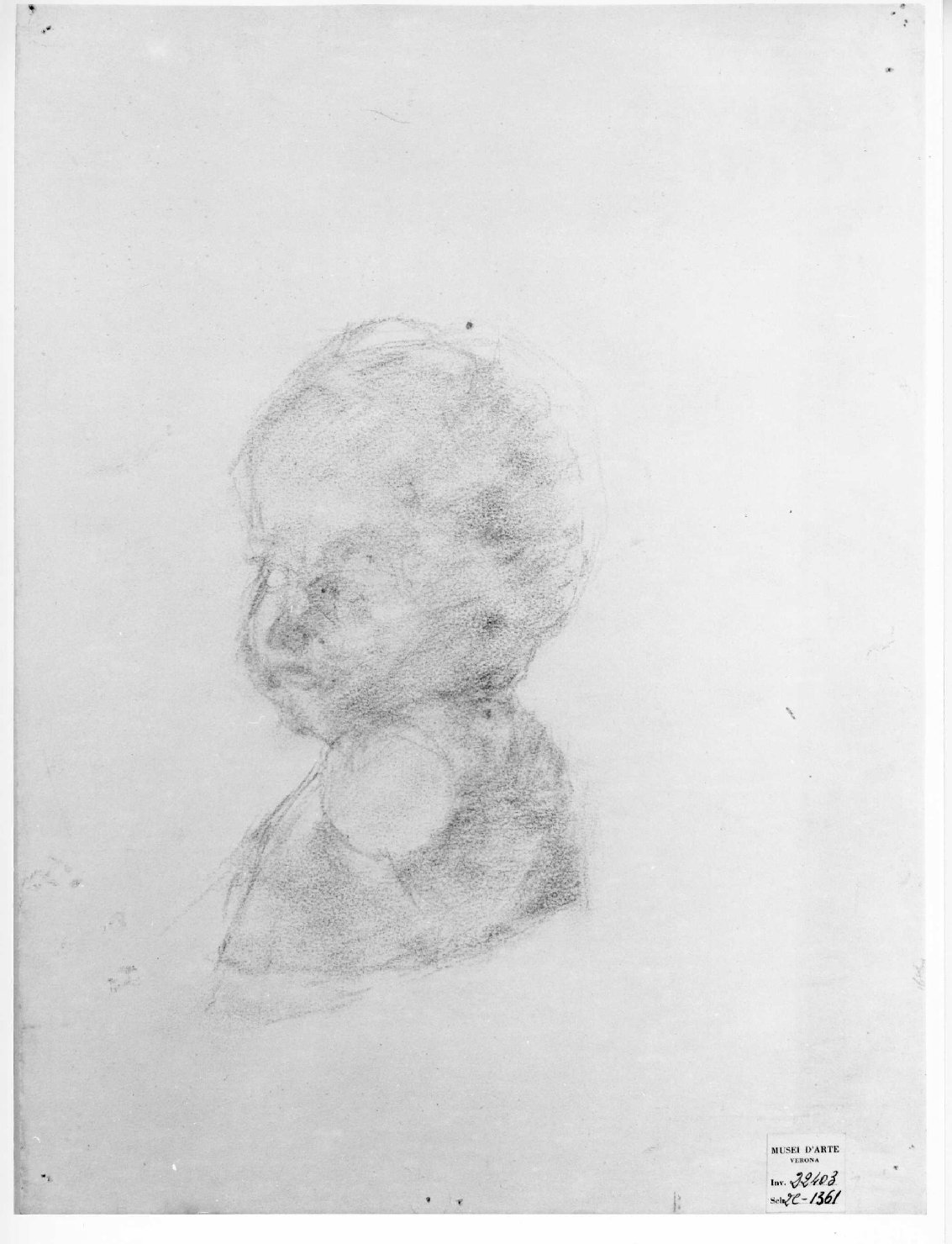 busto di bambino (disegno) di Cristani Romeo (ultimo quarto sec. XIX)