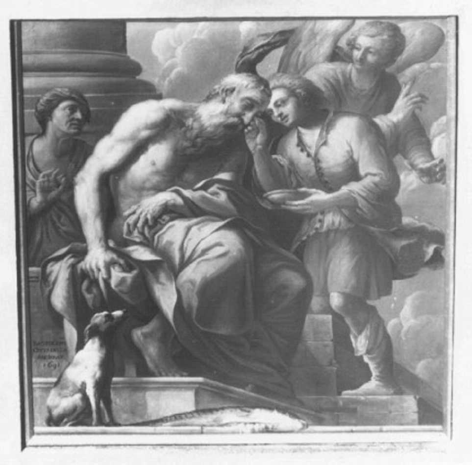 Tobia ridona la vista al padre (dipinto, elemento d'insieme) di Cittadella Pietro Bartolomeo (fine sec. XVII)