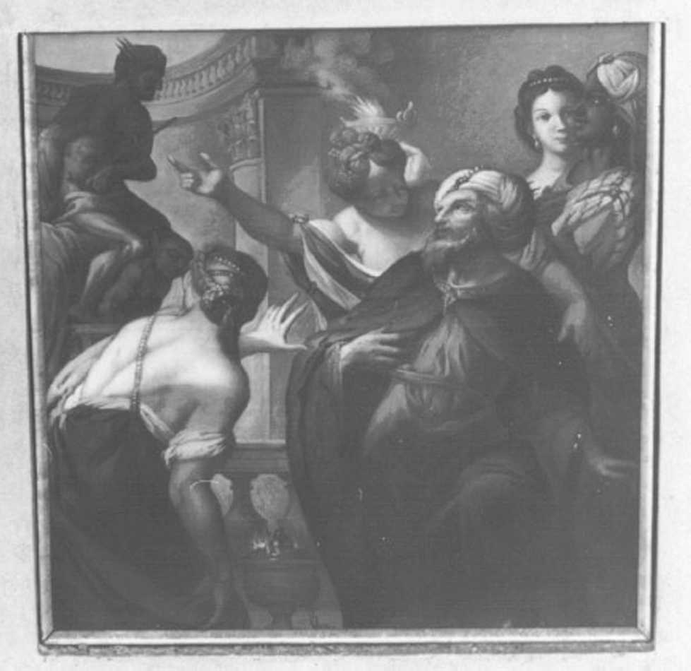Salomone adora gli idoli (dipinto, elemento d'insieme) di Barbieri Francesco detto Sfrisato (fine sec. XVII)