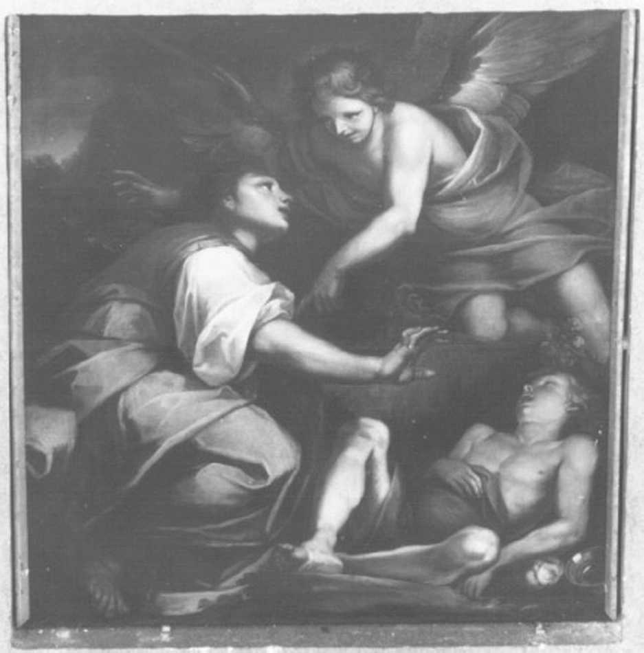 Agar e Ismaele nel deserto confortati dall'angelo (dipinto, elemento d'insieme) di Prunato Santo (fine sec. XVII)