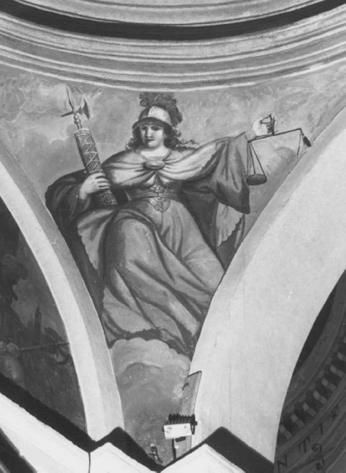 giustizia (dipinto, elemento d'insieme) di Barbieri Francesco detto Sfrisato (attribuito) (sec. XVII)