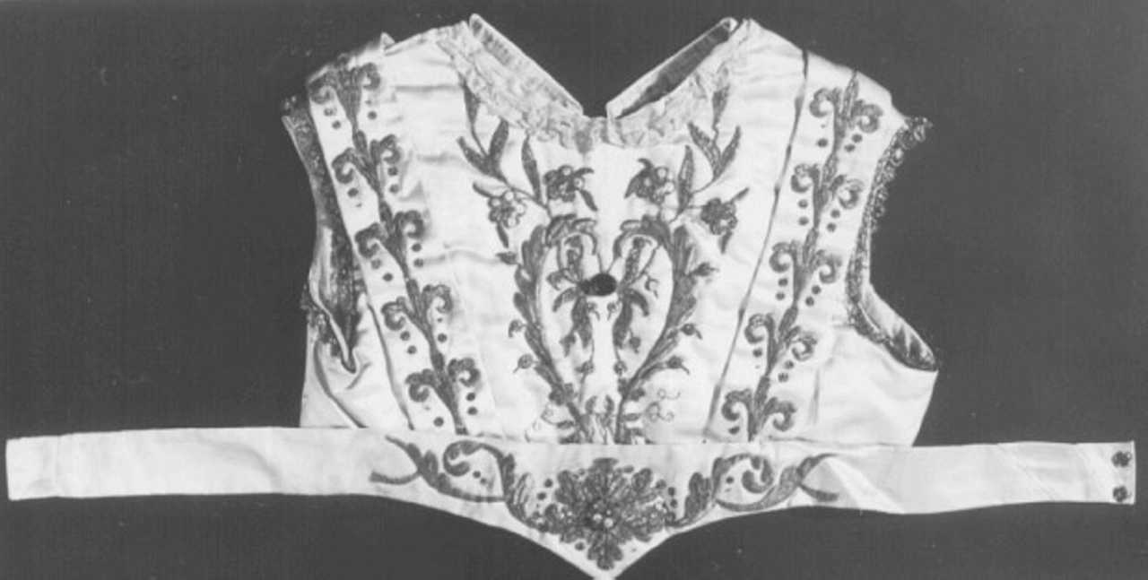 corpetto femminile, elemento d'insieme - manifattura italiana (sec. XIX)