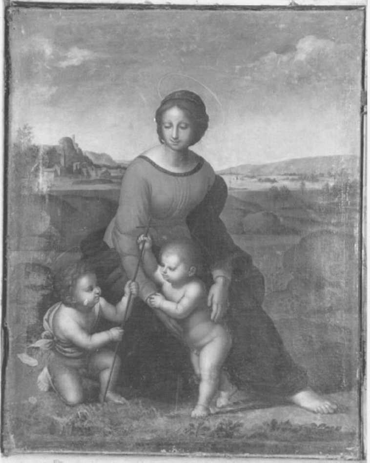 Madonna con Bambino e San Giovannino (dipinto) di Tisi Benvenuto detto Garofalo (attribuito) (sec. XVI)