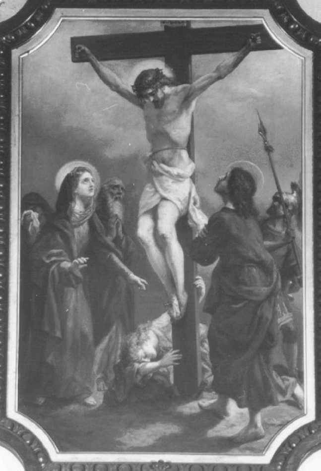 stazione XII: Gesù innalzato e morto in croce (dipinto, elemento d'insieme) di Morgari Luigi (secc. XIX/ XX)