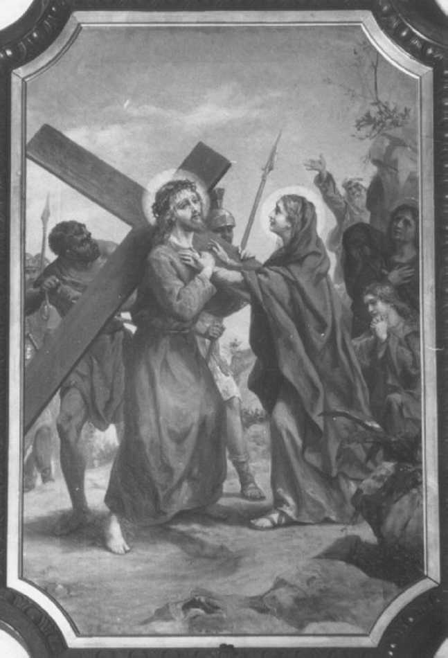 stazione IV: Gesù incontra la Madonna (dipinto, elemento d'insieme) di Morgari Luigi (secc. XIX/ XX)