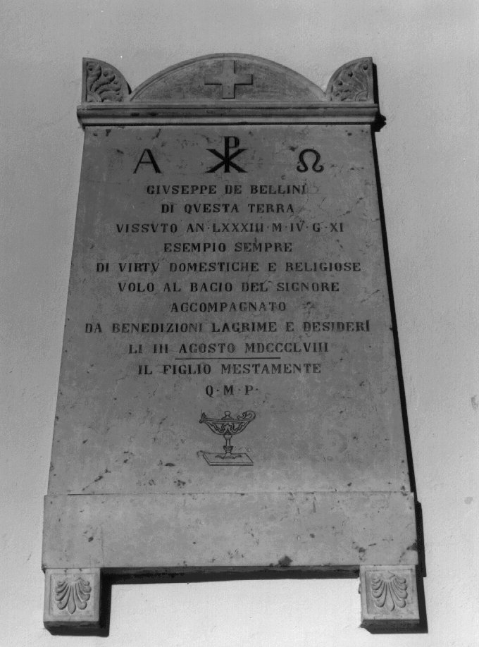 lapide commemorativa - ambito veneto (sec. XIX)