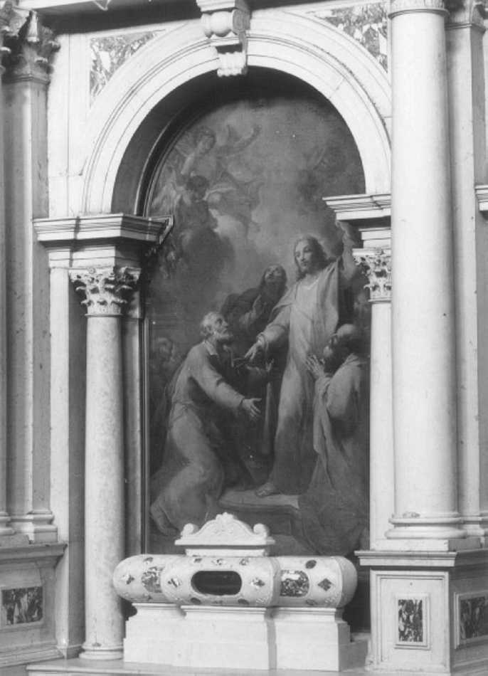 Cristo consegna le chiavi a San Pietro (dipinto) di Nogari Giuseppe (attribuito) (prima metà sec. XVIII)