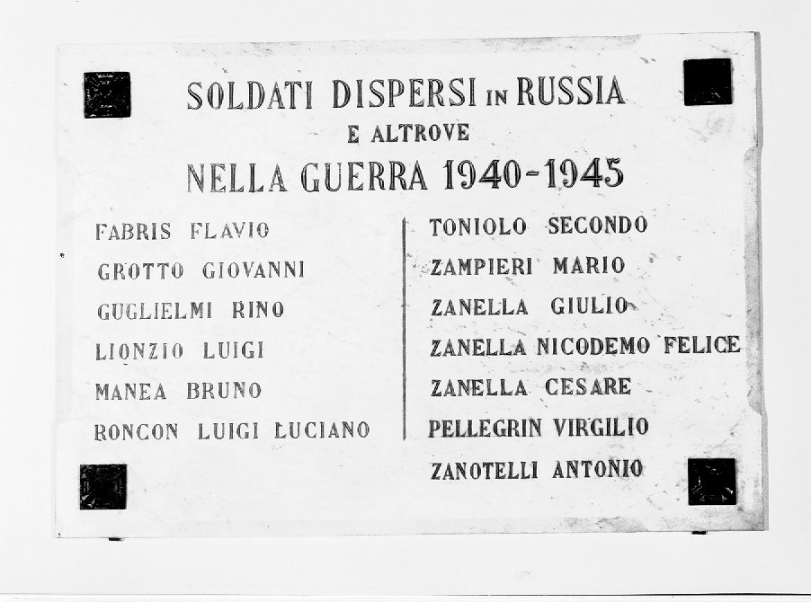 lapide commemorativa di Fornasa Emilio (sec. XX)