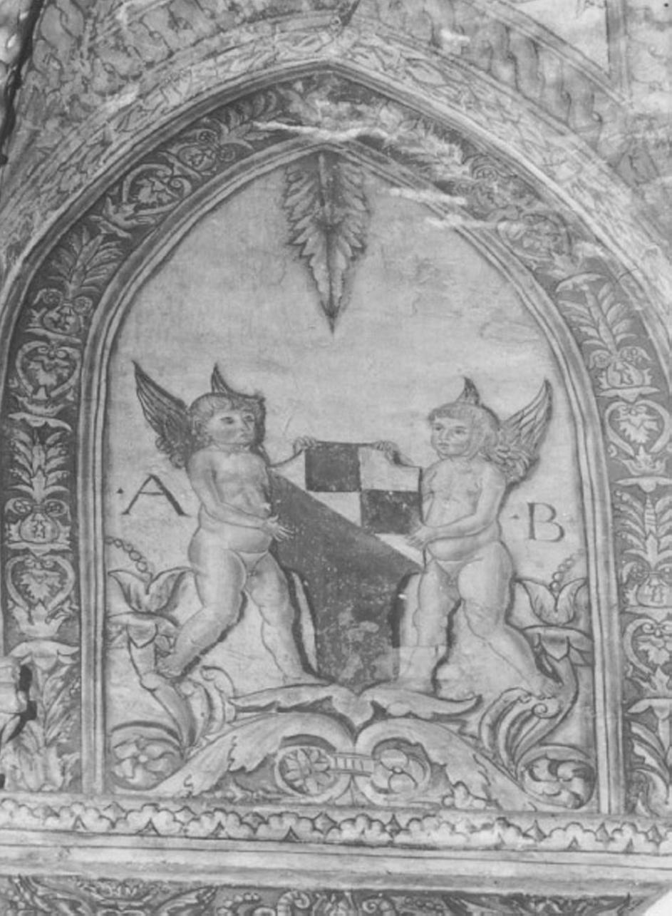 putti reggistemma (dipinto) - ambito veneto (secc. XV/ XVI)