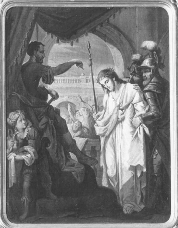 stazione I: Gesù condannato a morte (dipinto) di Recchia Angelo (sec. XIX)