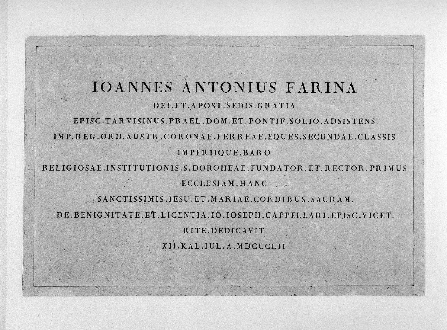 lapide celebrativa - bottega vicentina (sec. XIX)