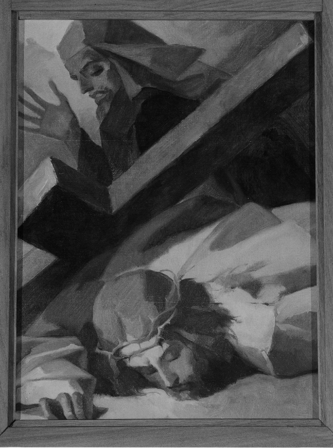 Gesù cade per la terza volta, stazioni della via crucis (dipinto, serie) di Modolo Giuseppe (sec. XX)